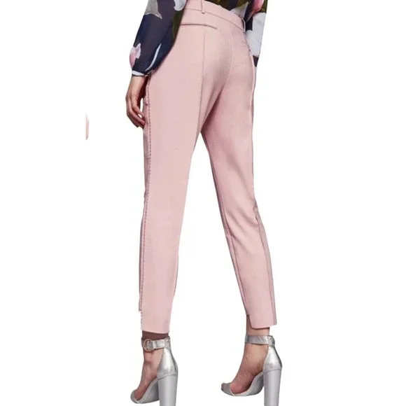 Ted Baker Anett Side Seam Detail Trousers Ankle Pants Size US 6 Baby Pink